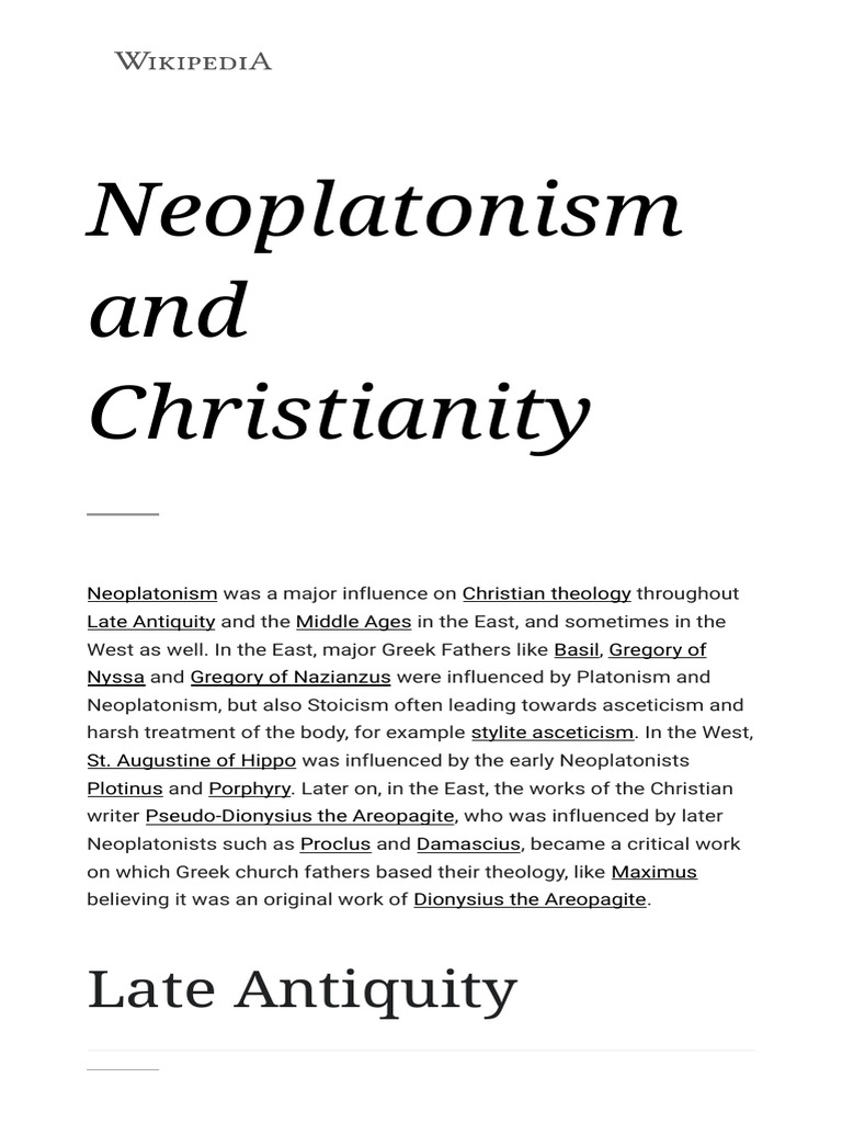 Neoplatonism and christianity pdf neoplatonism platonism