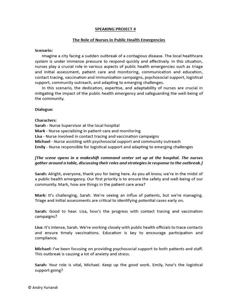 The Role of Nurses in Public Health Emergencies | PDF | Nursing ...