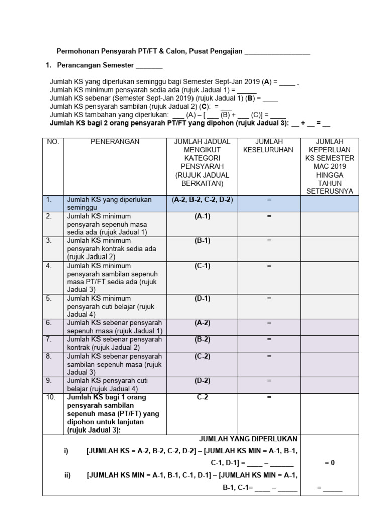 TEMPLET Permohonan PTFT | PDF