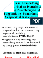 3rd Q. Pagsusuri Sa Elemento NG Sosyohistorikal Na Konteksto NG Fil. 7