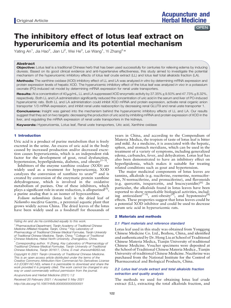 The Inhibitory Effect of Lotus Leaf Extract On | PDF | Reverse ...