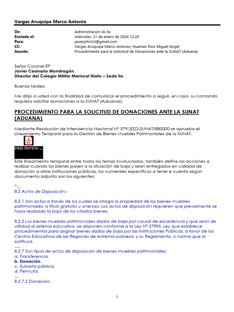 20240131-Procedimiento para La Solicitud de Donaciones Ante La SUNAT ...