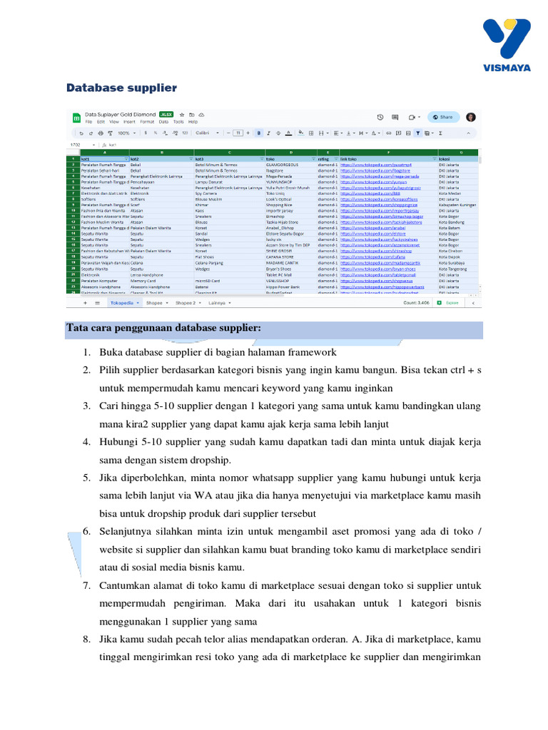 Panduan Menggunakan Database Supplier | PDF | Karier & Perkembangan