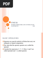 Unit Ii - Python Operators and Control Flow Statements