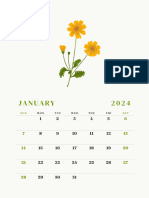 Cream and Green Classic Illustration 2024 Calendar Planner