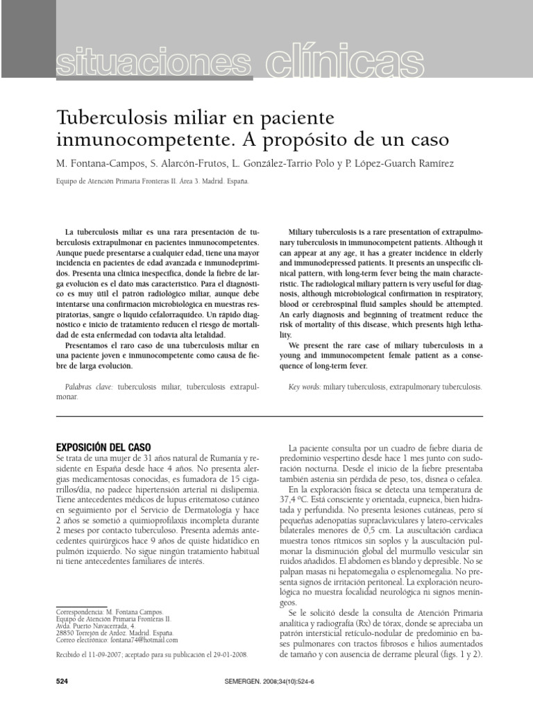 Image Result For Tuberculosis Miliar Scielo