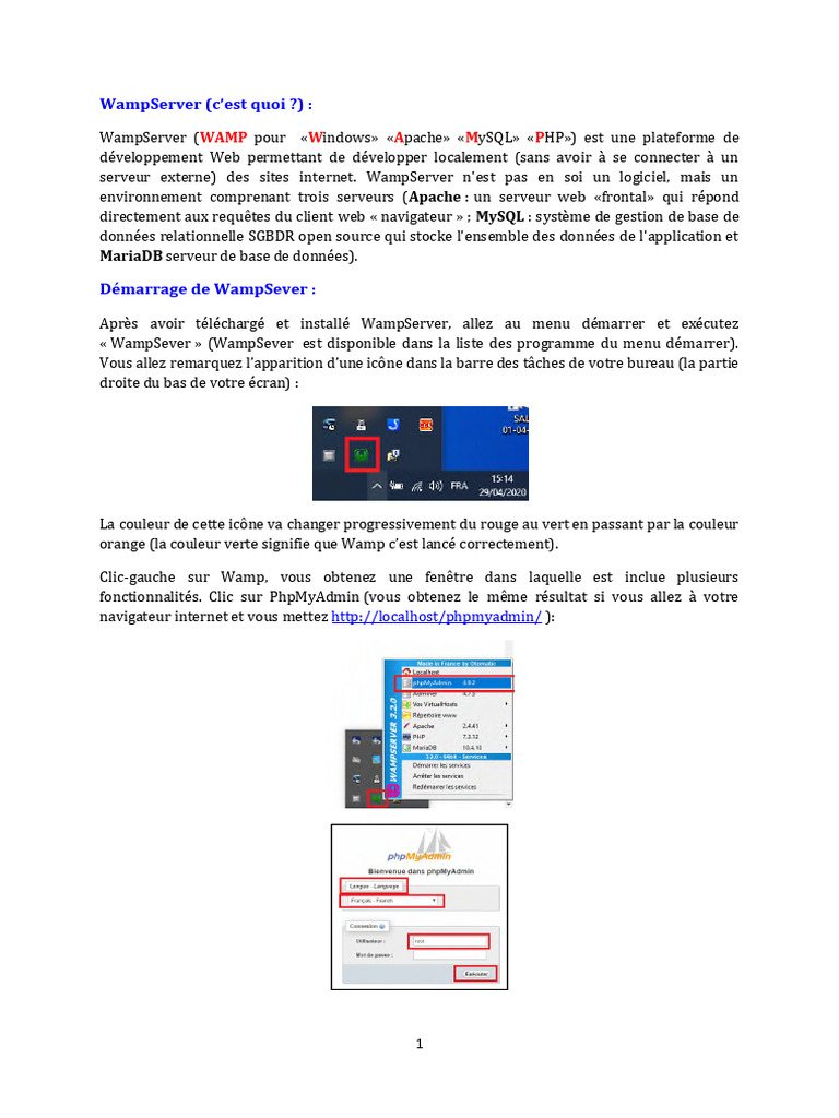 Introduction à WampServer et phpMyAdmin | PDF | MySQL | Bases de données