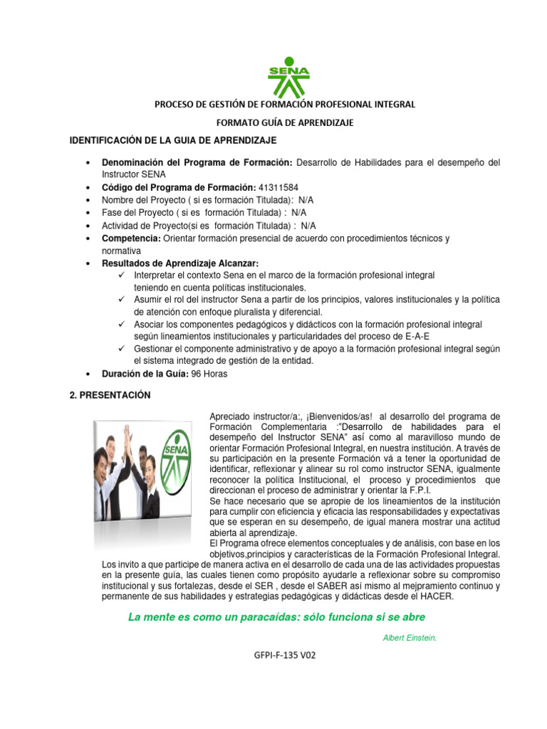 Desarrollo de Habilidades para Instructores SENA | PDF | Aprendizaje ...