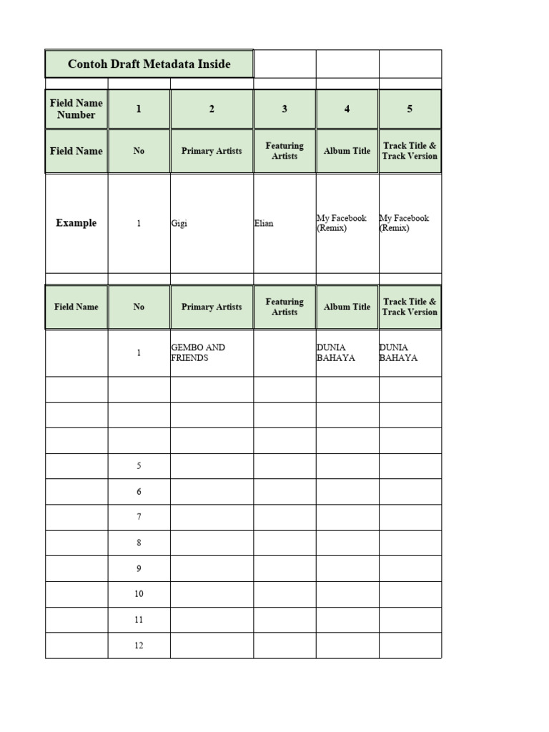 Metadata Draft for Music Releases | PDF