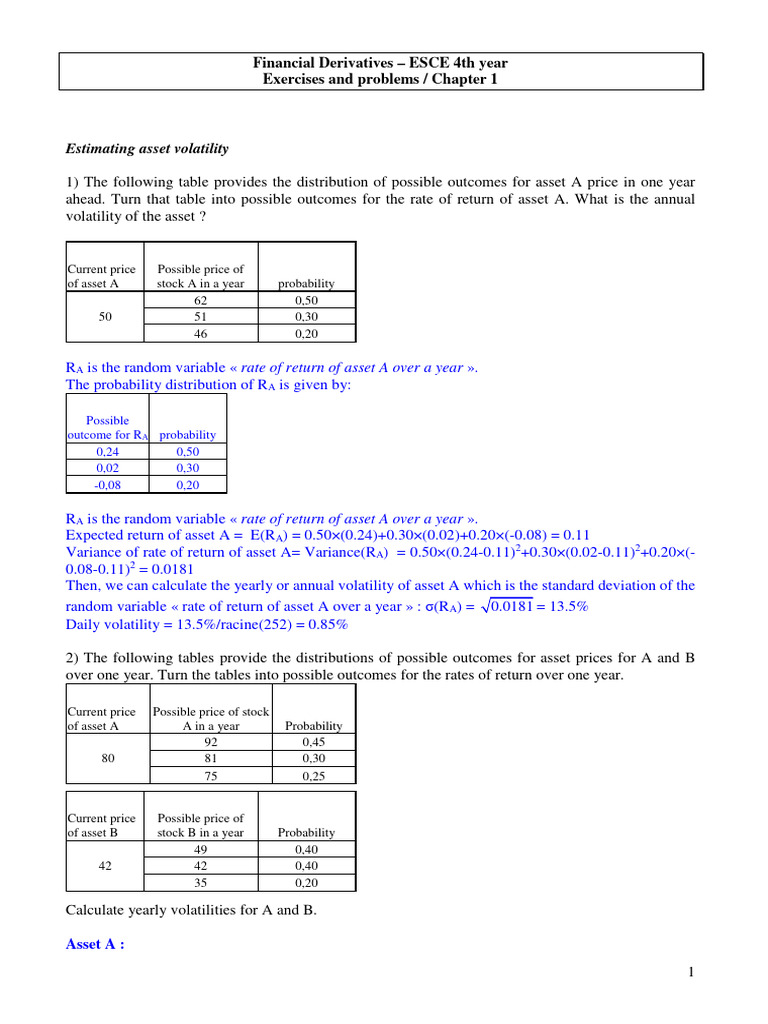 Asset Volatility Calculations and Analysis | PDF | Volatility (Finance ...