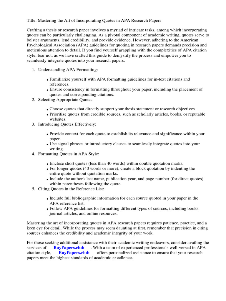 How To Put A Quote in A Research Paper Apa PDF Apa Style Citation