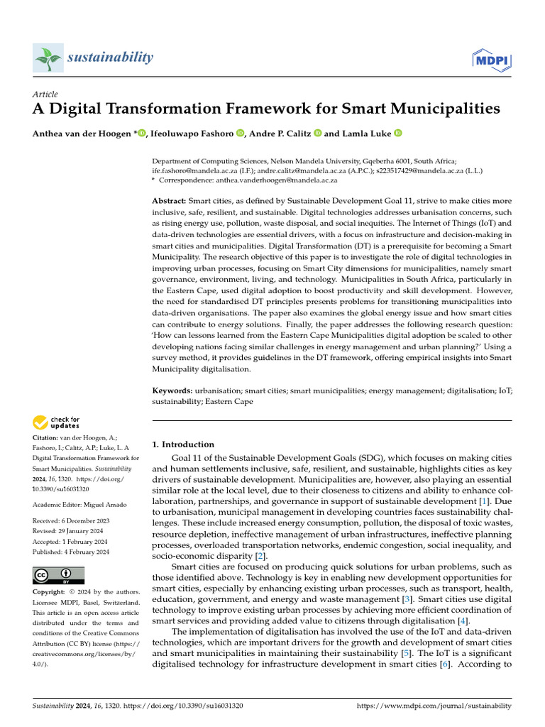 A Digital Tranormation Framework For Smart Munic | PDF | Internet Of ...