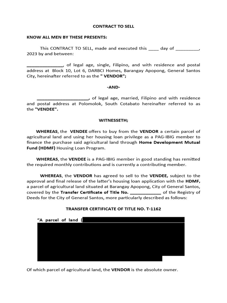 Contract to sell pdf assignment law payments