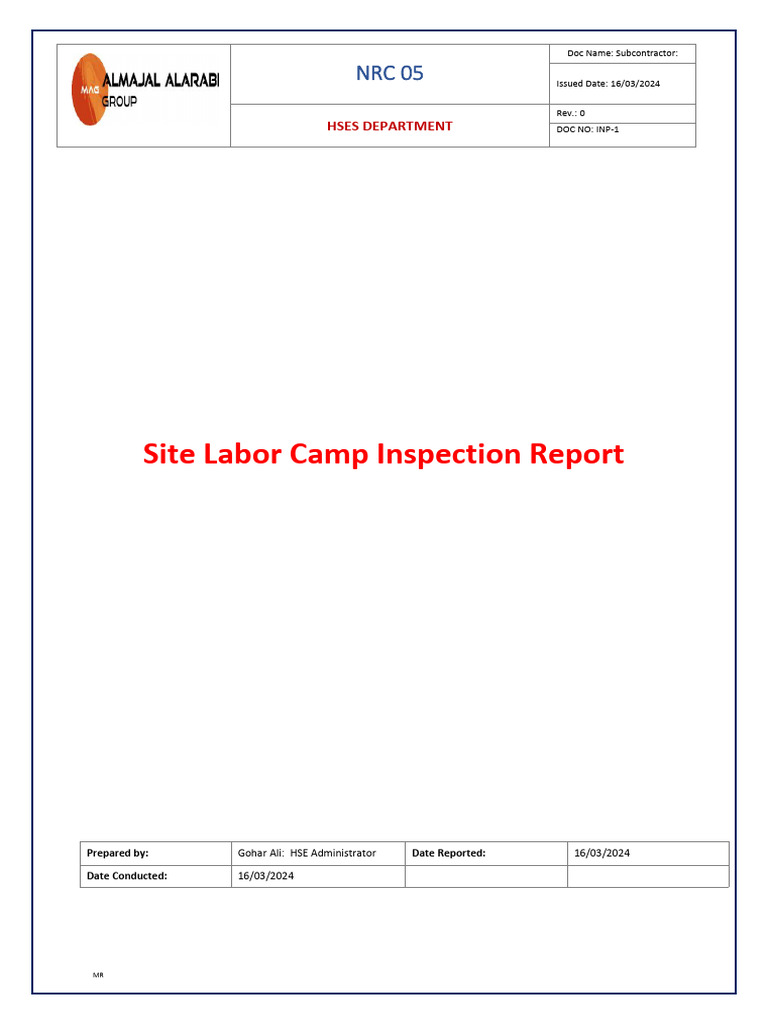 Labor Camp Inspection Report 2024 | PDF