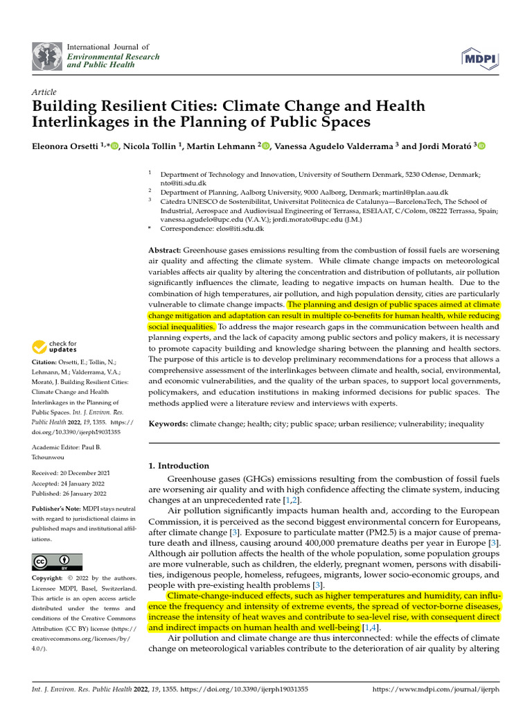 Building Resilient Cities Climate Change and Health Interlinkages in ...