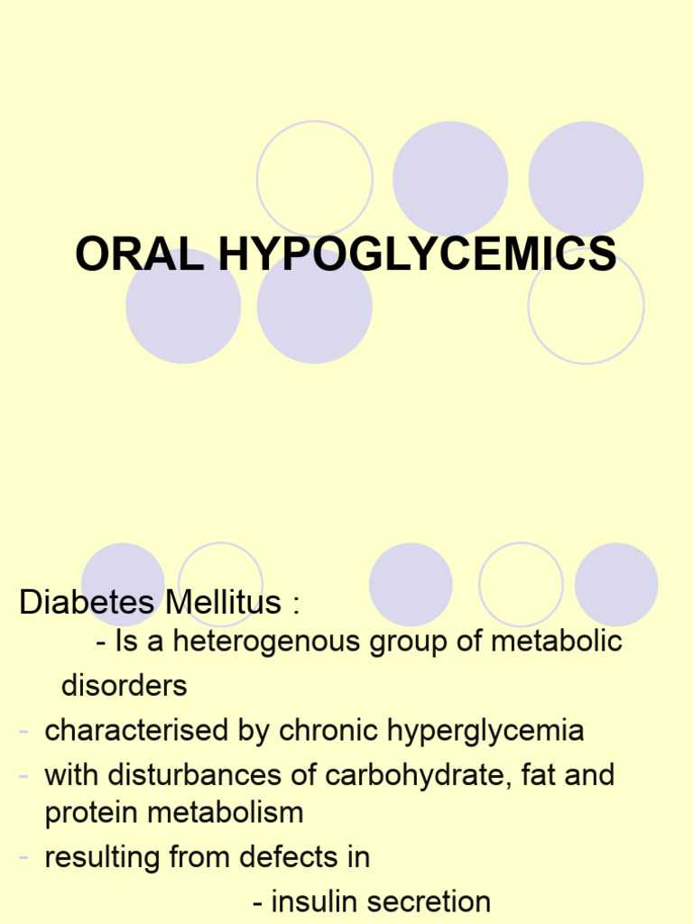 Oral Hypoglycemics | PDF | Diabetes | Disorders Of Endocrine Pancreas
