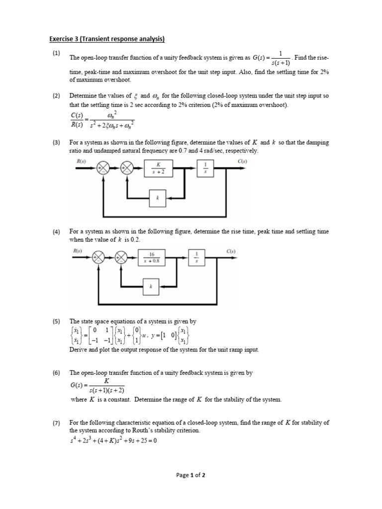 Transient Response Analysis in Control Systems | PDF | Electronics ...
