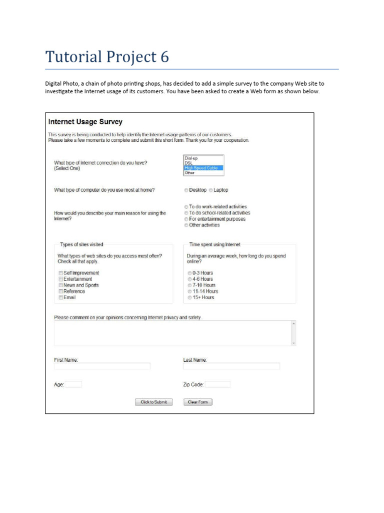 Create a Web Survey Form Tutorial | PDF | World Wide Web | Internet & Web