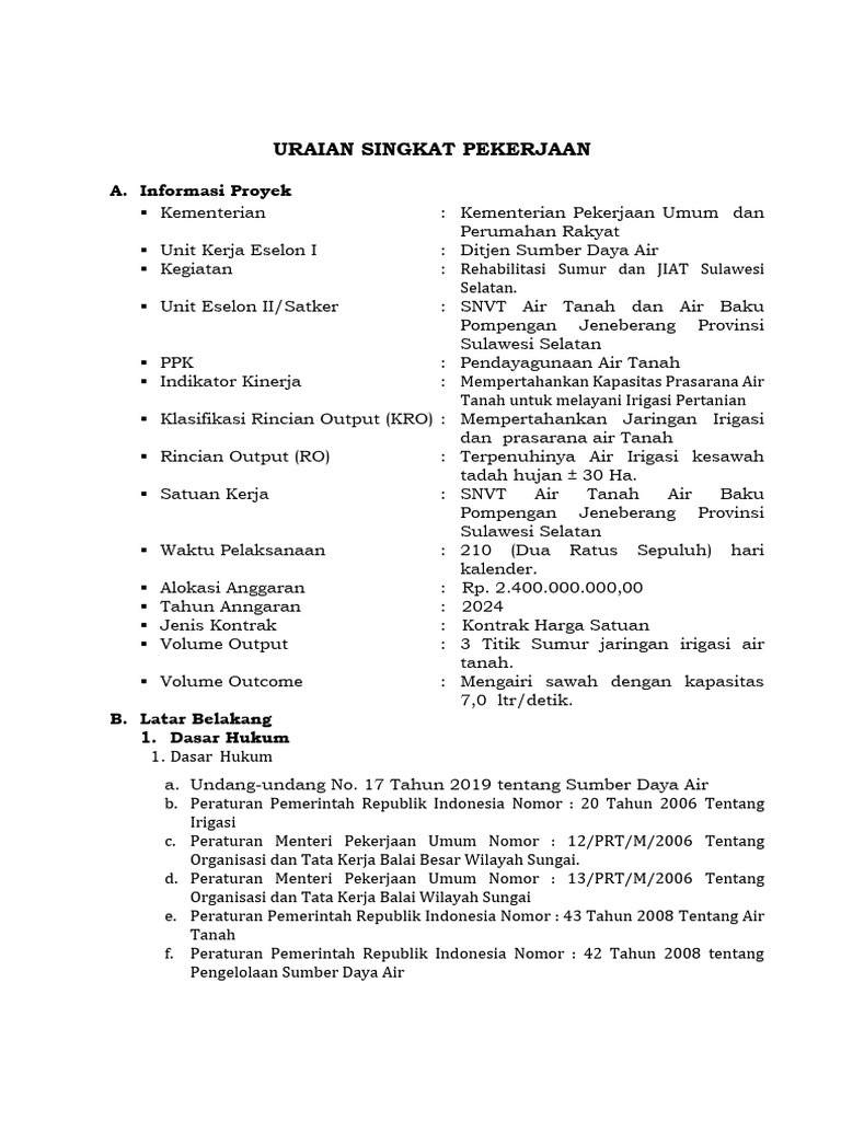 Uraian Singkat Pekerjaan Rehabaskrs | PDF