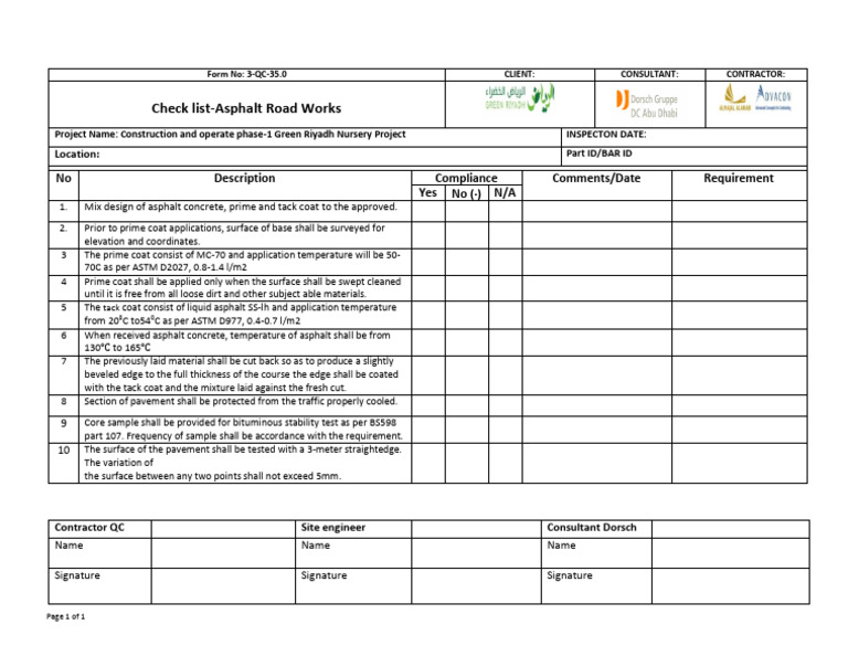 Checklists | PDF | Road Surface | Concrete