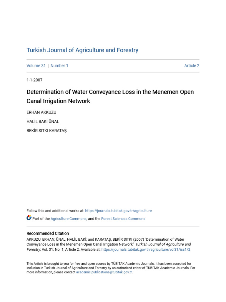 04 Determination of Water Conveyance Loss in The Menemen Open Canal ...