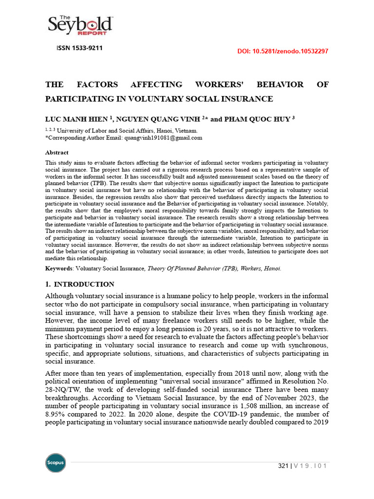 The Factors Affecting Workers' Behavior of Participating in Voluntary ...
