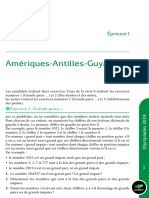 Amériques-Antilles-Guyane: Épreuve I