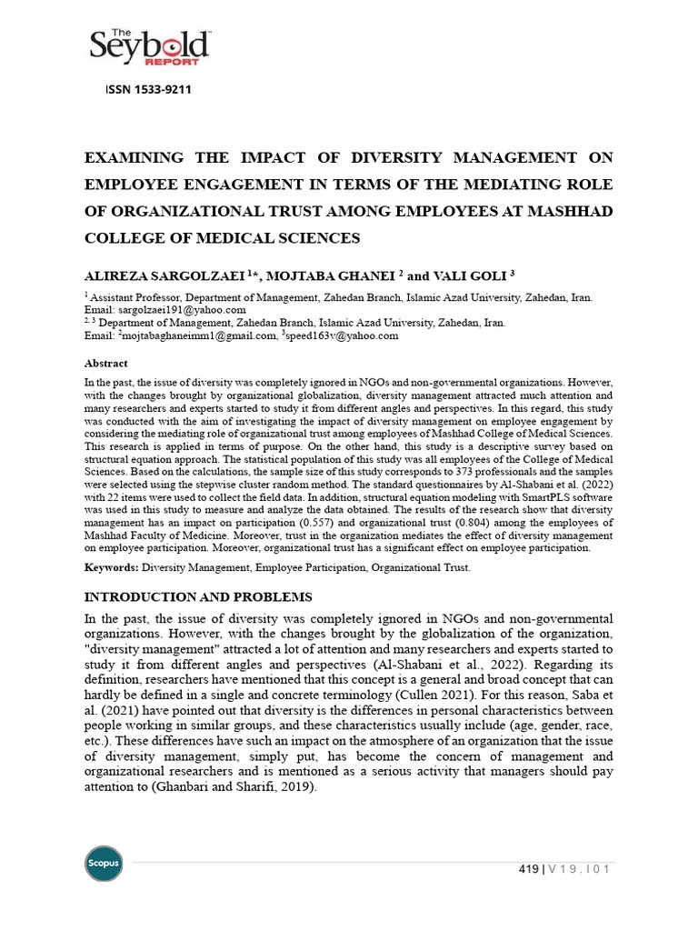 Examining The Impact of Diversity Management On Employee Engagement in ...