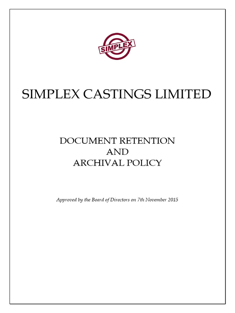 Document Retention and Archival Policy PDF