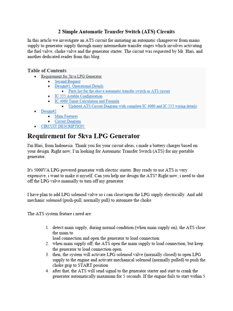 2 Simple Automatic Transfer Switch | PDF