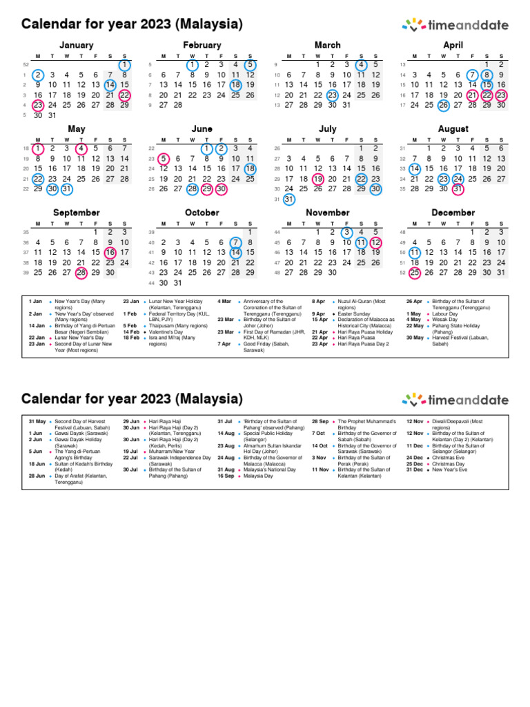 Malaysia 2023 Calendar | PDF
