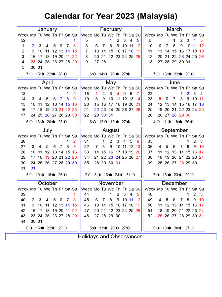 Year 2023 Calendar - Malaysia | PDF | Malaysia | Observances