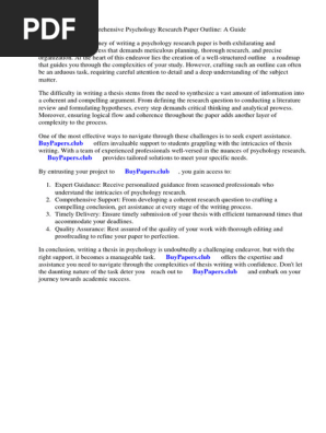 Psychology Research Paper Outline