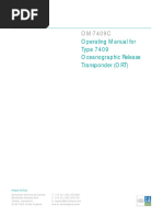 Operating Manual For Type 7409 Oceanographic Release Transponder (ORT)