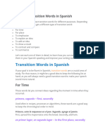 Types of Transition Words in Spanish