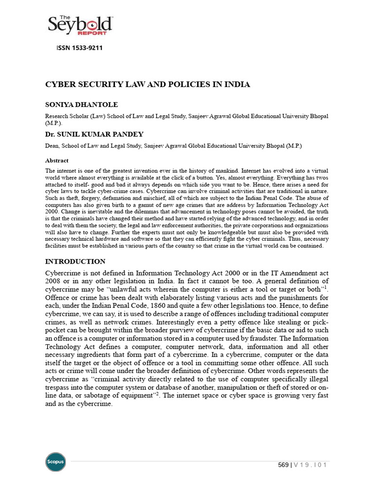 Cyber Security Law and Policies in India | PDF | Cybercrime | Security ...