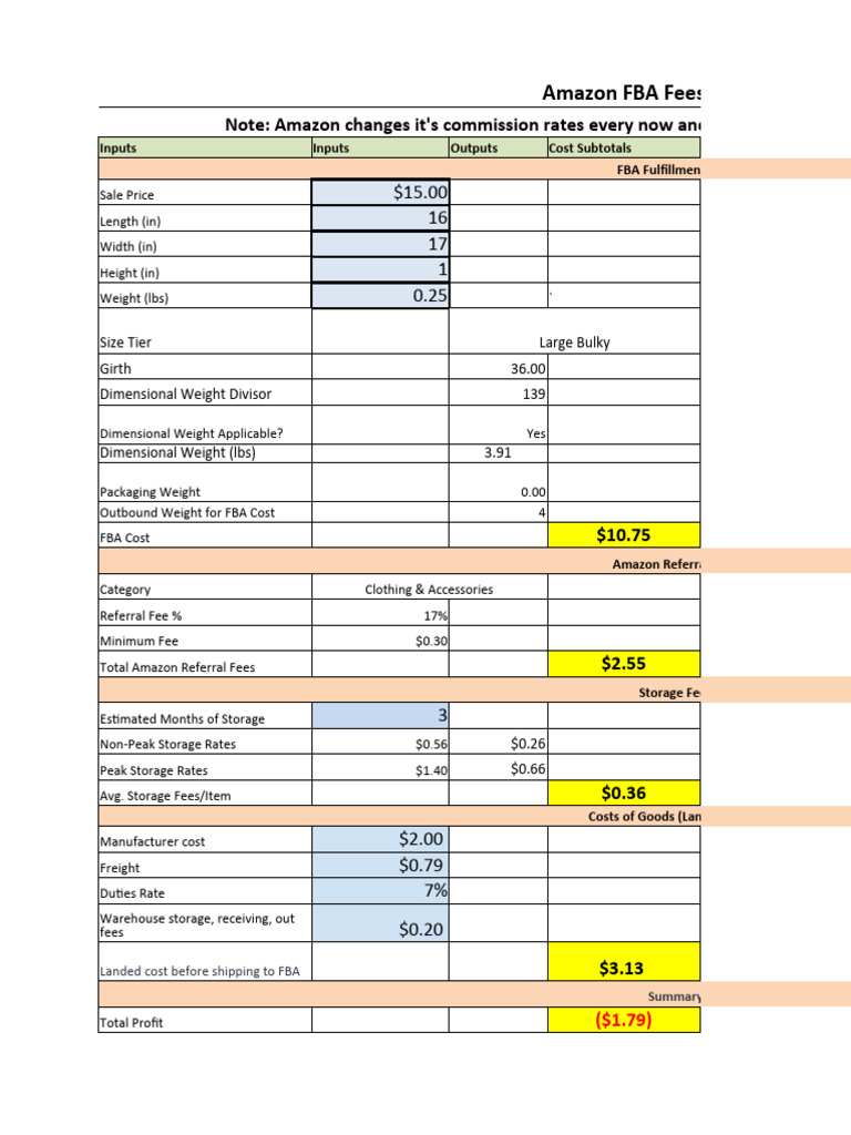 Minimum Costs Calculator PDF