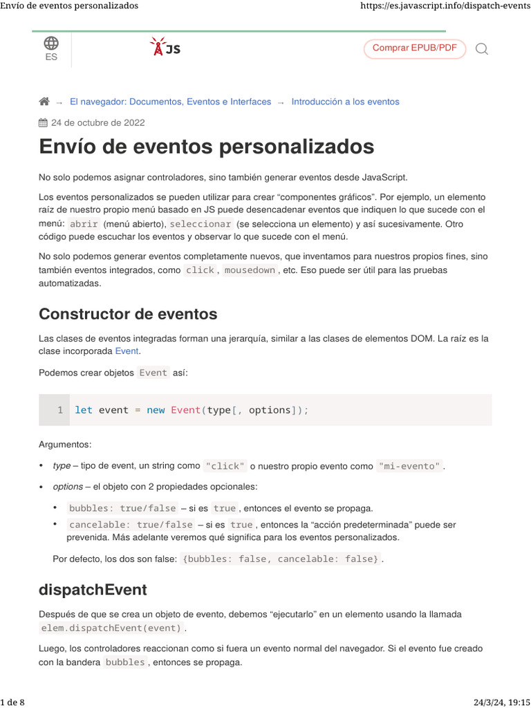 Eventos Personalizados en JavaScript | PDF | Script Java | Modelo de ...