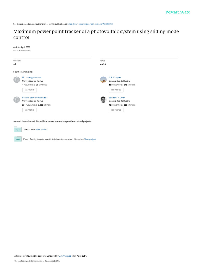 Sliding Mode Control for PV Systems | PDF | Electrical Engineering ...