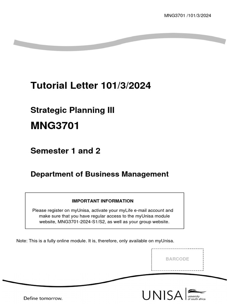 Tutorial letter 101 3 2024 strategic planning iii pdf strategic