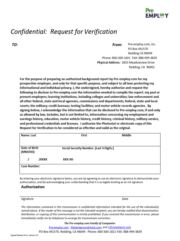SignedReleaseFormVersion2 3 | PDF | Criminal Record | Information