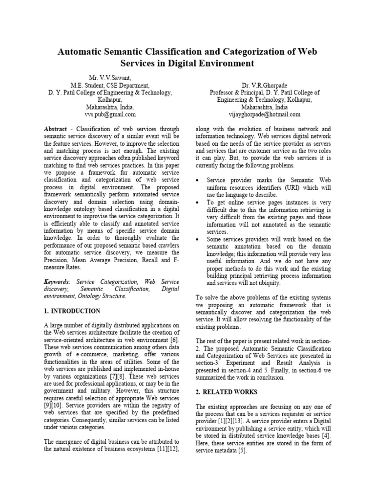 Automatic Semantic Classification and Categorization of Web Services in ...