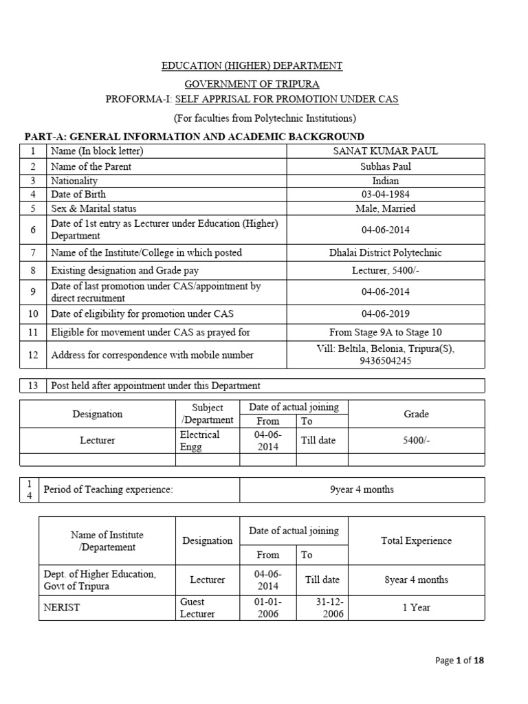 Promotion Form 1 | PDF | Doctor Of Philosophy | Lecturer