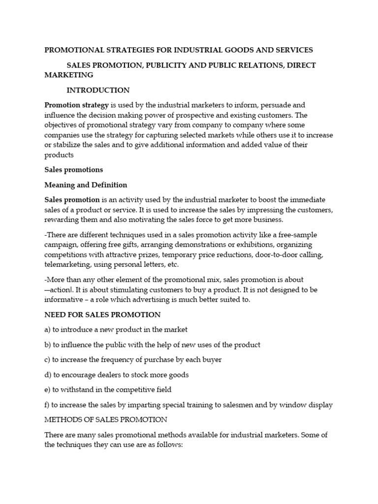 Industrial Goods Promotion Strategies | PDF | Sales | Marketing