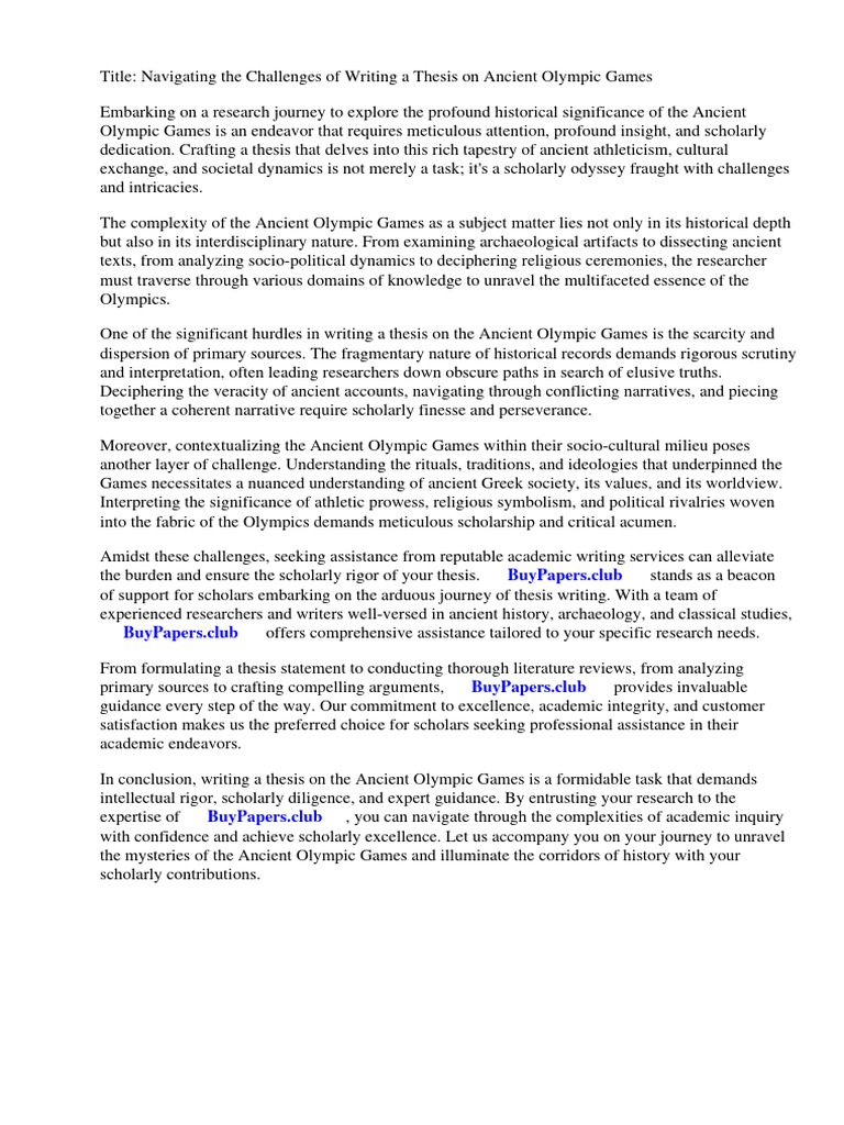 Ancient Olympic Games Research Paper PDF Olympic Games Ancient Greece