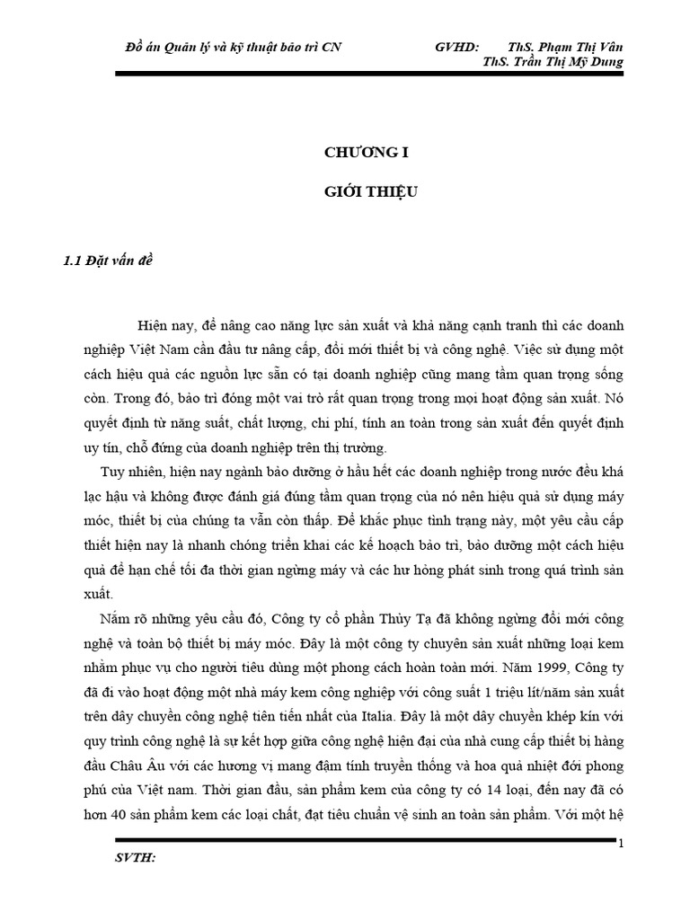 (123doc) Nang Cao Hieu Qua Thiet Bi Oee Cua Cong Ty Co Phan Thuy Ta | PDF