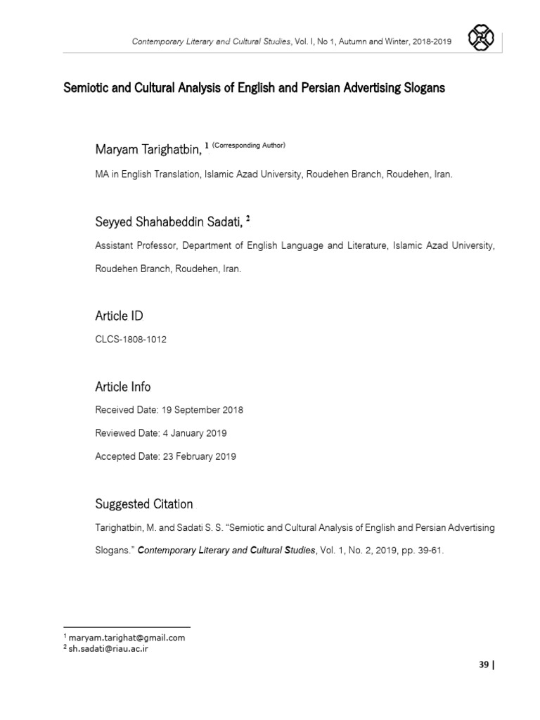 Semiotic and Cultural Analysis of Englis | PDF | Semiotics | Charles ...