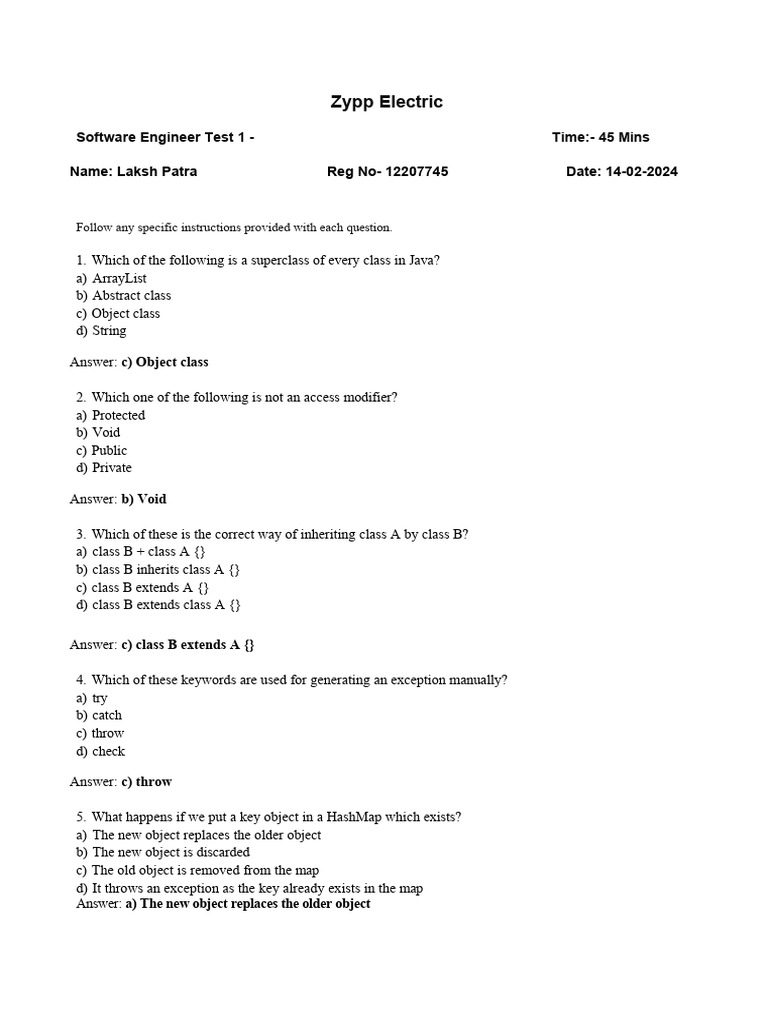 Java and SQL Programming Test | PDF | Teaching Methods & Materials ...
