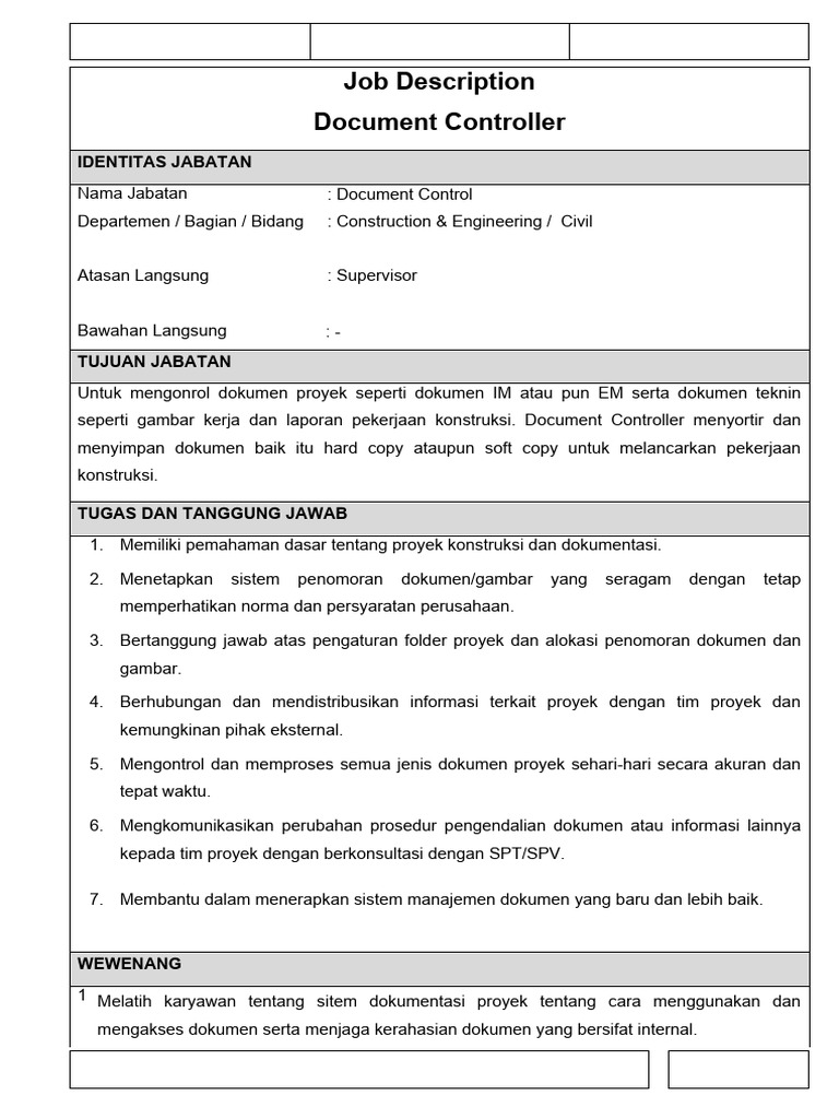 Tugas dan Tanggung Jawab Document Controller | PDF