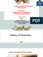 1 ST Lecture Pharmaceutical Orientation and Calculations